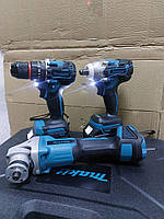 Набір акумуляторних інструментів Makita 3в1 48V бездротова болгарка шурупокрут і гайковерт у кейсі