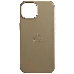 Шкіряний чохол iPhone 15 Apple Leather Case with MagSafe (анімація) - Taupe