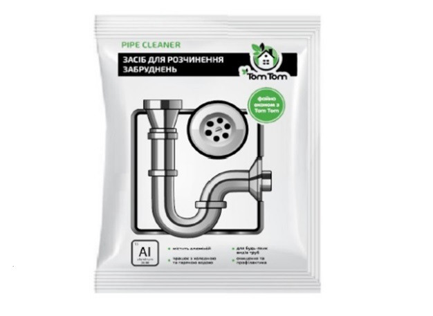 Засіб для розчинення забруднень в каналізації ТОМ ТОМ PIPE CLEANER 70 гр, фото 1