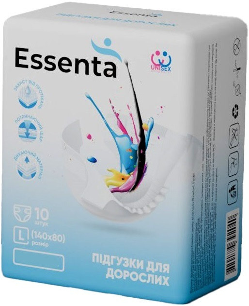 Підгузки для дорослих Essenta+ Normal, розмір L 100-155 см, 10 штук, фото 1