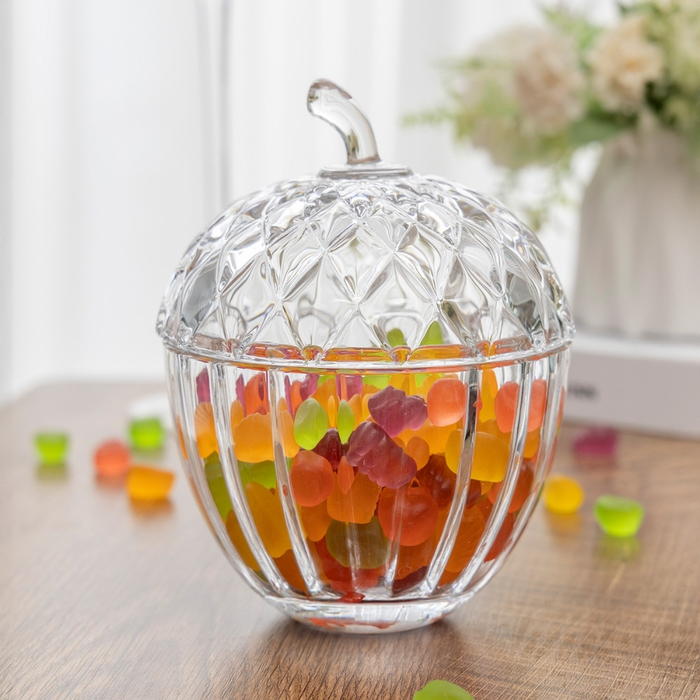 Скляна ємність із кришкою для зберігання дрібних продуктів "Жолудь щастя" 11,2*11,2*15 см, фото 1