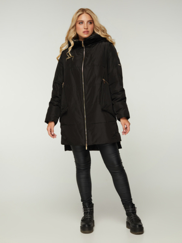 Стильна жіноча стьобана подовжена   зимова Куртка-трансформер- ''Дієго'', фото 1