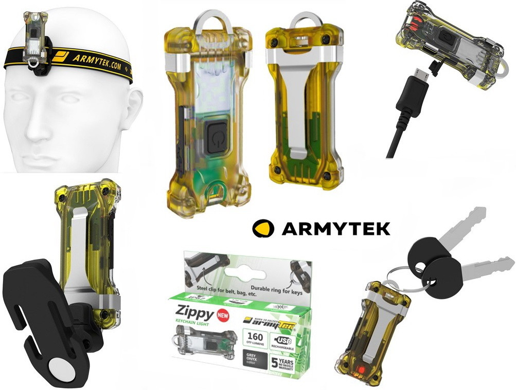 Ліхтар брелок Armytek Zippy WR ES з Червоним світлом, налобне кріплення, Розширений набір, ЖОВТИЙ