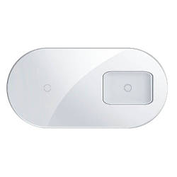 Бездротовий зарядний пристрій Baseus Simple 2in1 Wireless Charger Pro для iPhone / Airpods Pro Біле (WXJK-C02)