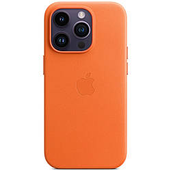 Шкіряний чохол iPhone 14 Pro Max Apple Leather Case with MagSafe (анімація) Orange