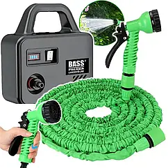 Акумуляторний насос 21V 3Ah з садовим шлангом 10 м Bass Polska 8116 для поливу, миття авто, зрошення саду та іншого К