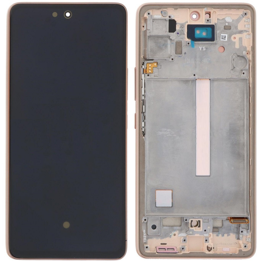 Дисплей Samsung A536 Galaxy A53 5G чорний, OLED, з рамкою золотистого кольору, Peach, фото 1