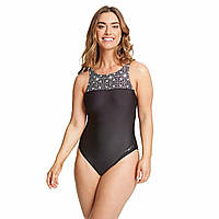 Купальник для басейну Zoggs Ceramics Hi Front X-Back чорно-білий жіночий