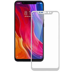 Захисне скло Xiaomi Mi 8 /Mi 8 Pro /Mi 8 Explorer, з білою рамкою на весь дисплей, 0.25 mm, 3D