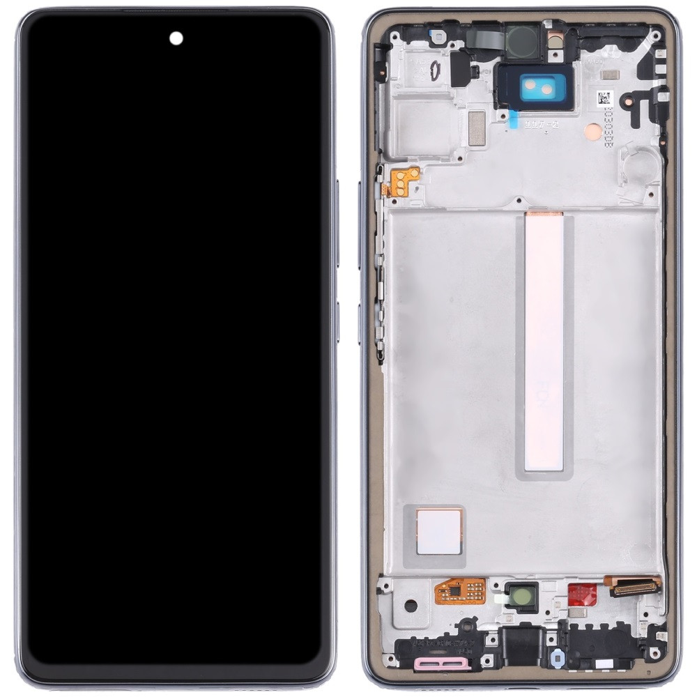 Дисплей Samsung A536 Galaxy A53 5G чорний, TFT без функції відбитка пальця, з рамкою білого кольору, White, фото 1