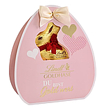 Пасхальний набір Lindt Goldhase Du bist Gold wert в рожевій упаковці 270г, фото 2