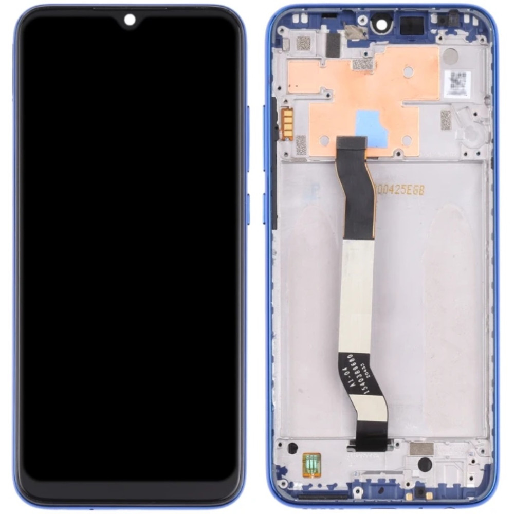 Дисплей Xiaomi Redmi Note 8 /Redmi Note 8 2021 чорний, оригінал PRC, з рамкою синього кольору, Neptune Blue, фото 1