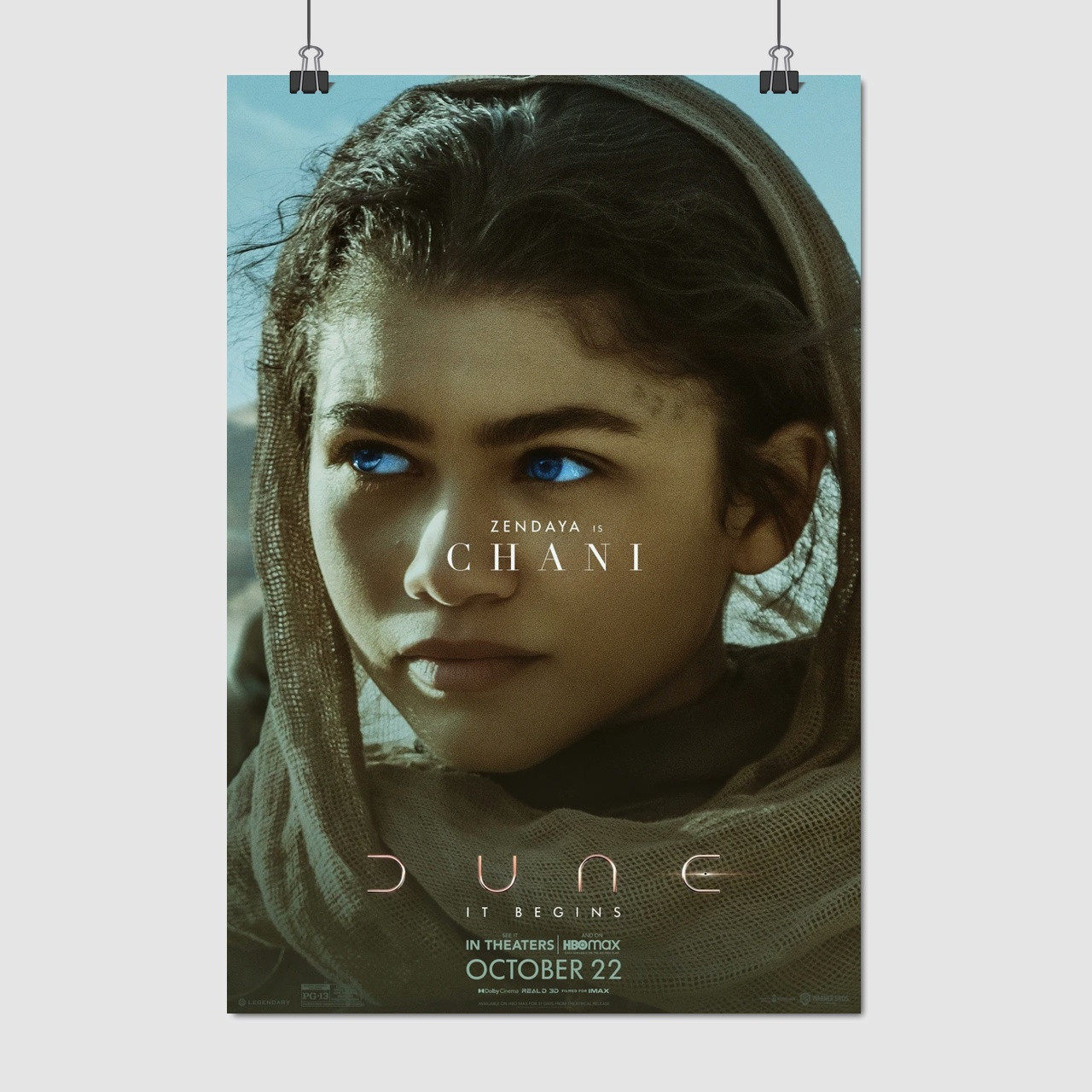 Плакат "Дюна, фремен Чані, Зендея, Dune (2021)", 60×41см