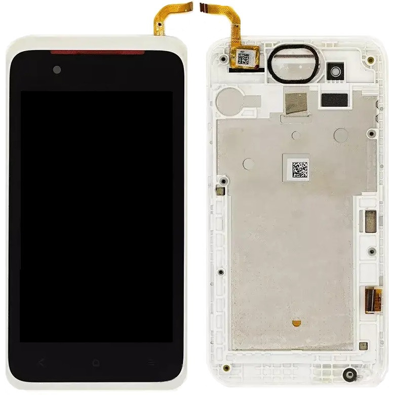 Дисплей HTC Desire 210 Dual Sim чорний, з рамкою білого кольору, фото 1