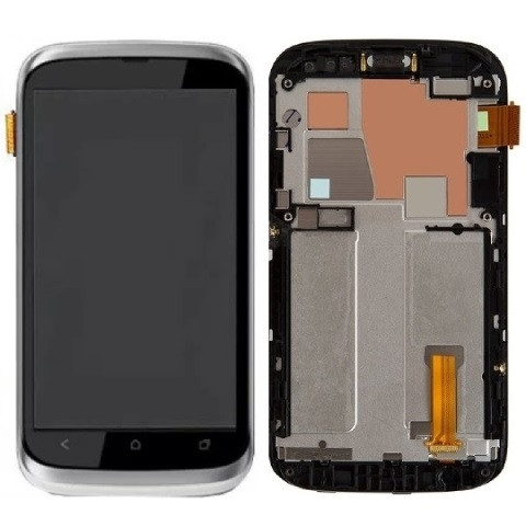 Дисплей HTC T328w Desire V чорний, з рамкою сріблястого кольору, фото 1