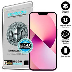 Захисна плівка iPhone 13 /13 Pro /14 з чорною рамкою, на весь дисплей, протиударна, 2.5D, 7H, Extreme Shock El