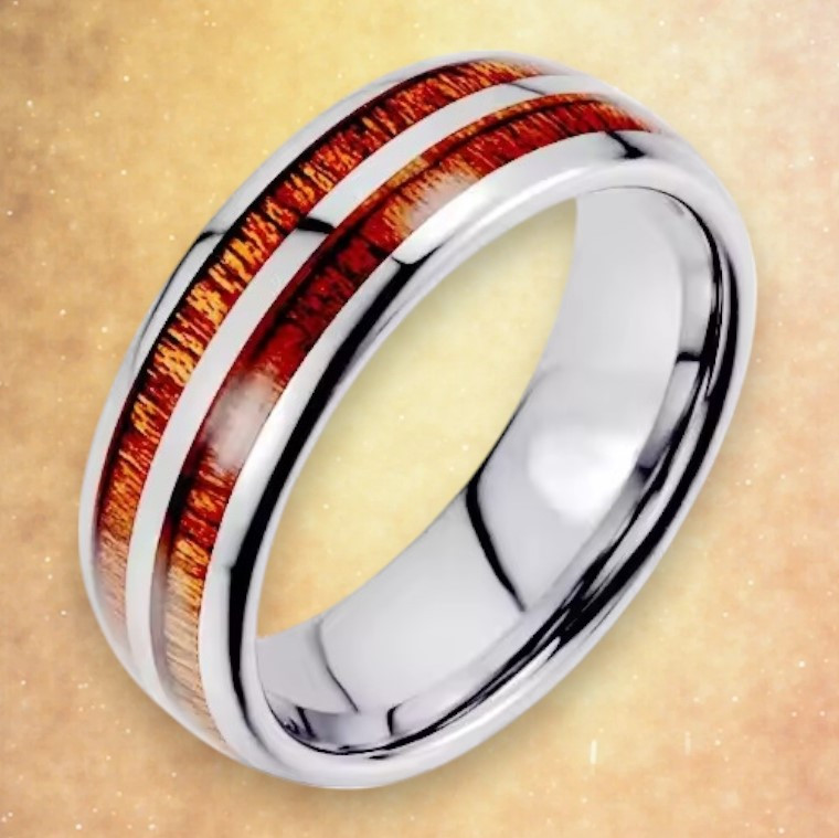 Модна срібляста каблучка з нержавіючої сталі з двома коричневими смужками 21, фото 1