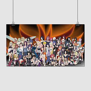 Плакат "Наруто та дівчата, Naruto", 32×60см