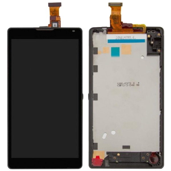 Дисплей Sony C6502 Xperia ZL L35h /C6503 /C6506 чорний, з рамкою червоного кольору, фото 1