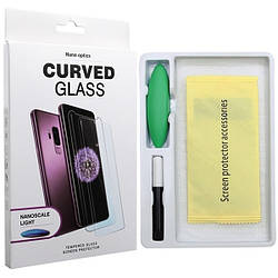 Захисне скло iPhone 12 Pro Max 3D, UV Curved Glass, Nano Optics (у комплекті ультрафіолетова лампа; ультрафіол