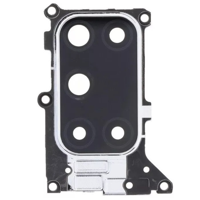 Скло камери Oppo A52 /A72 /A92 з рамкою сріблястого кольору, фото 1