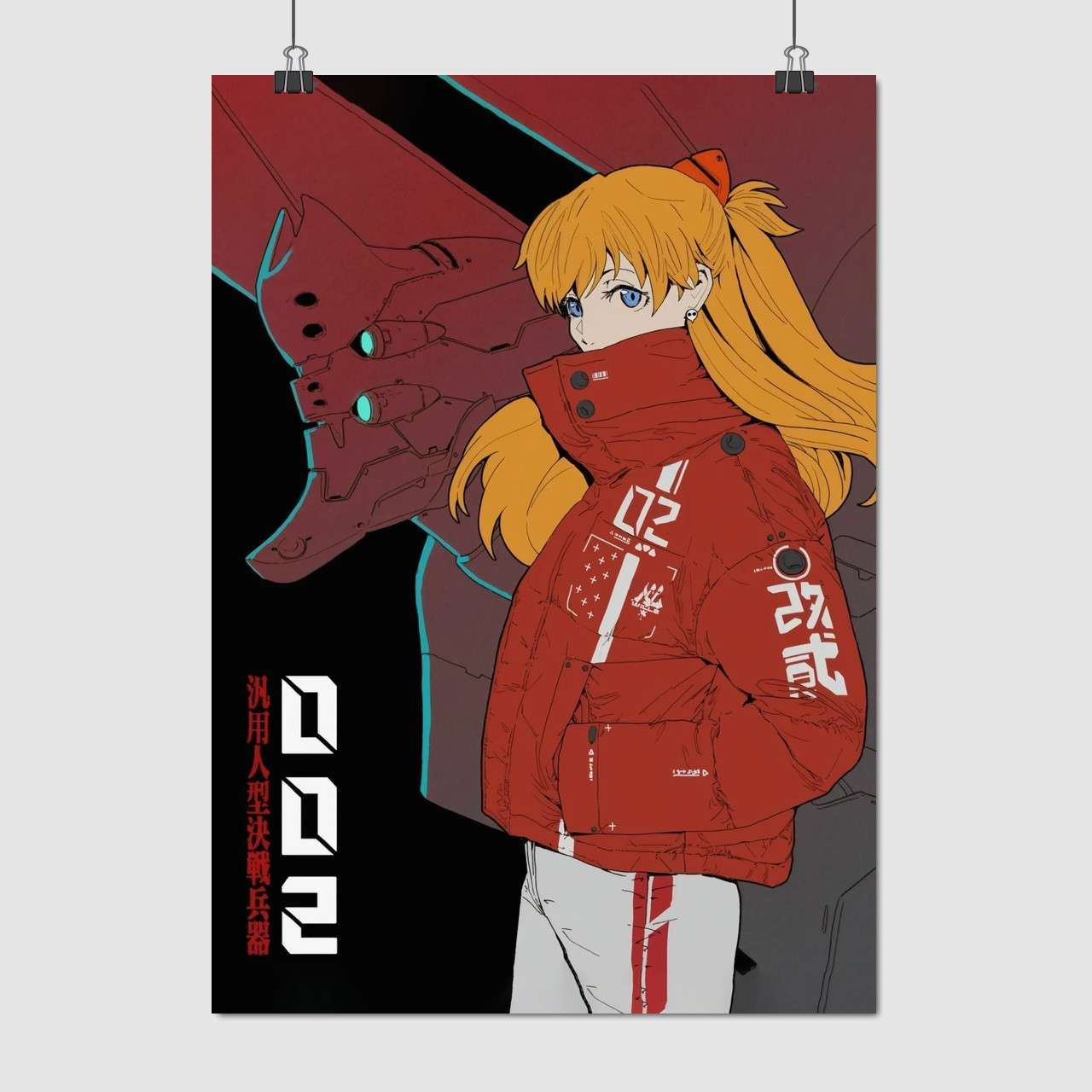 Плакат "Євангеліон, Аска Ленглі Сор'ю, Neon Genesis Evangelion, EVA Unit 01", 60×43см