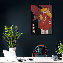 Плакат "Євангеліон, Аска Ленглі Сор'ю, Neon Genesis Evangelion, EVA Unit 01", 60×43см, фото 4