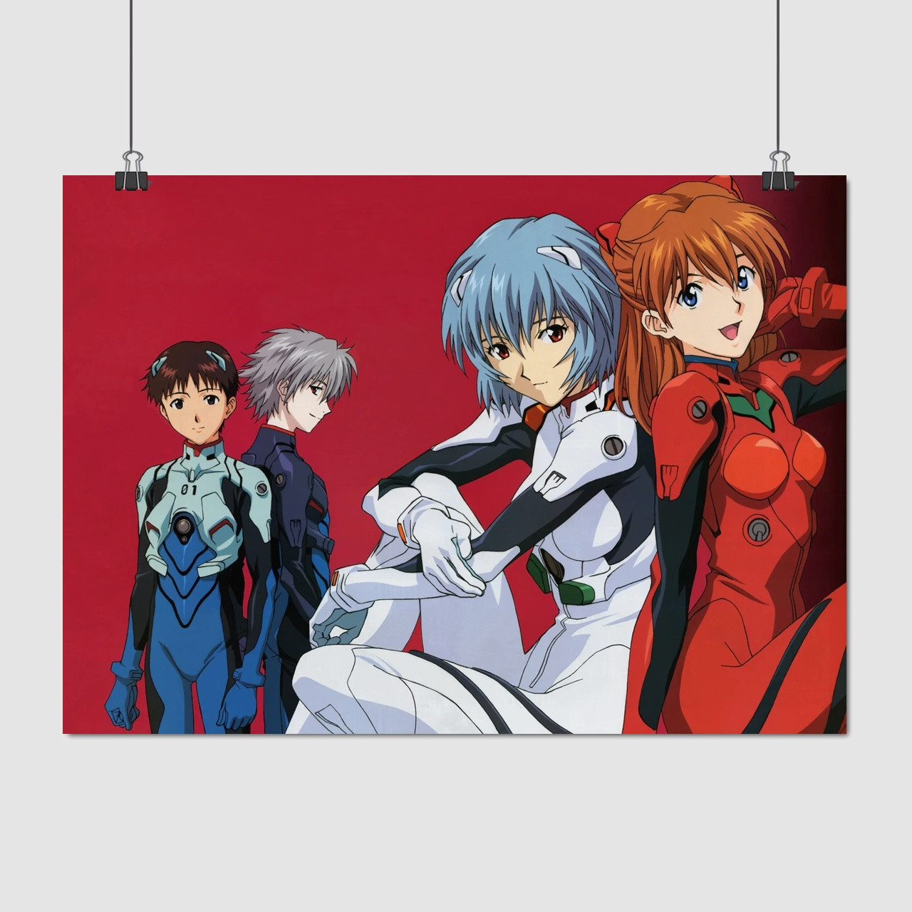 Плакат "Євангеліон, Рей, Аска, Сіндзі та Каору, Neon Genesis Evangelion", 43×60см