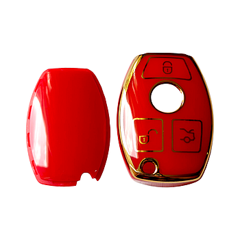 Чохол для ключа Mercedes-Benz, червоний із золотою рамкою