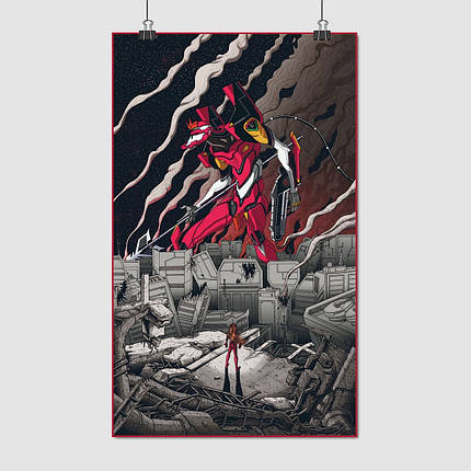 Плакат "Євангеліон, піксель-арт, Neon Genesis Evangelion", 60×36см, фото 1
