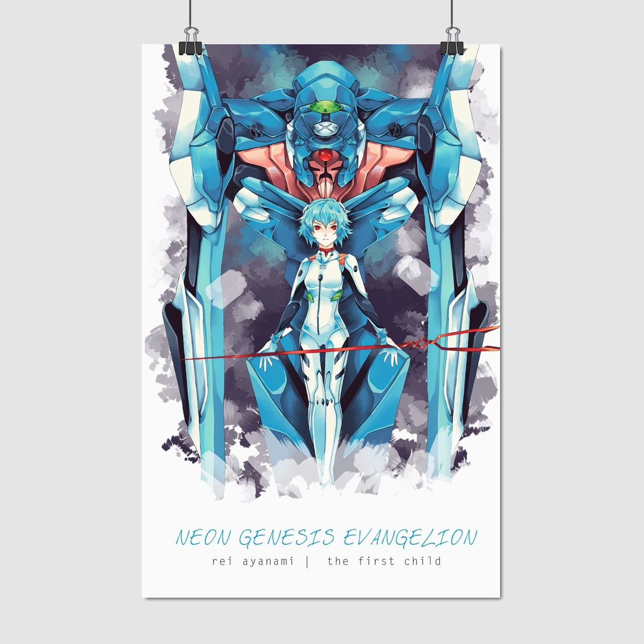 Плакат "Євангеліон, Рей Аянамі, Neon Genesis Evangelion", 60×39см