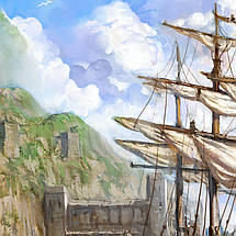 Плакат "Корабель у порту, море та фортеця, Lineage", 45×60см, фото 2