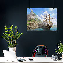 Плакат "Корабель у порту, море та фортеця, Lineage", 45×60см, фото 3