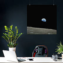 Плакат "Вид на Землю з поверхні Місяця, Moon", 60×60см, фото 3