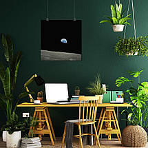 Плакат "Вид на Землю з поверхні Місяця, Moon", 60×60см, фото 5