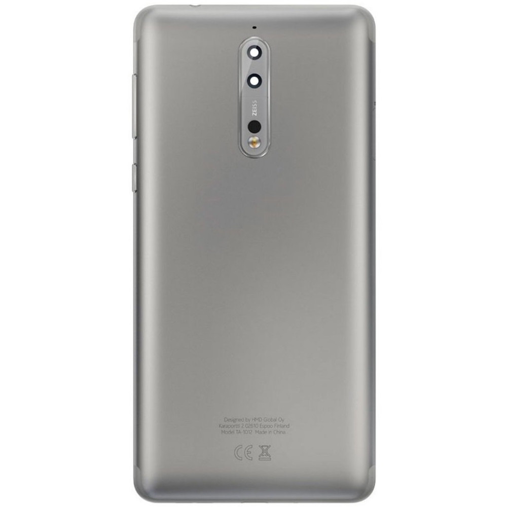 Задня кришка Nokia 8 сіра, Steel, оригінал PRC + скло камери
