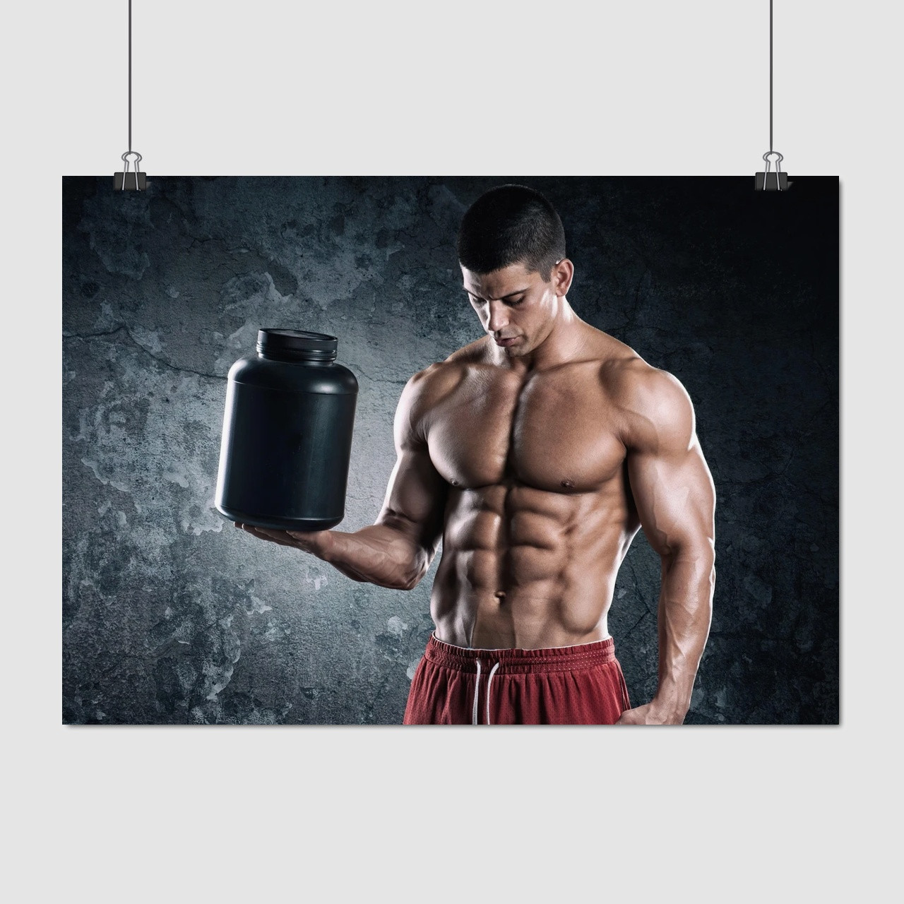 Плакат "Бодібілдер із банкою", 43×60см
