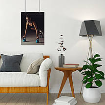 Плакат "Бодібілдерша віджимається на гирях", 60×43см, фото 4