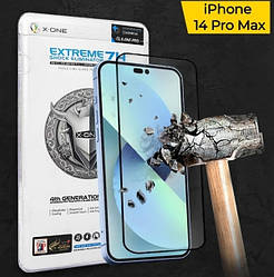 Захисна плівка iPhone 14 Pro Max з чорною рамкою, на весь дисплей, протиударна, 2.5D, 7H, Extreme Shock Elimin