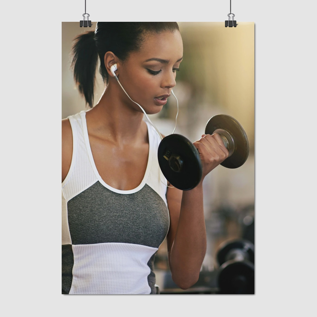 Плакат "Дівчина з гантелями", 60×43см