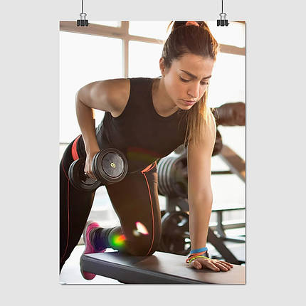 Плакат "Дівчина з гантелями", 60×43см, фото 1