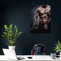 Плакат "Бодібілдер із гантелями", 60×43см, фото 3