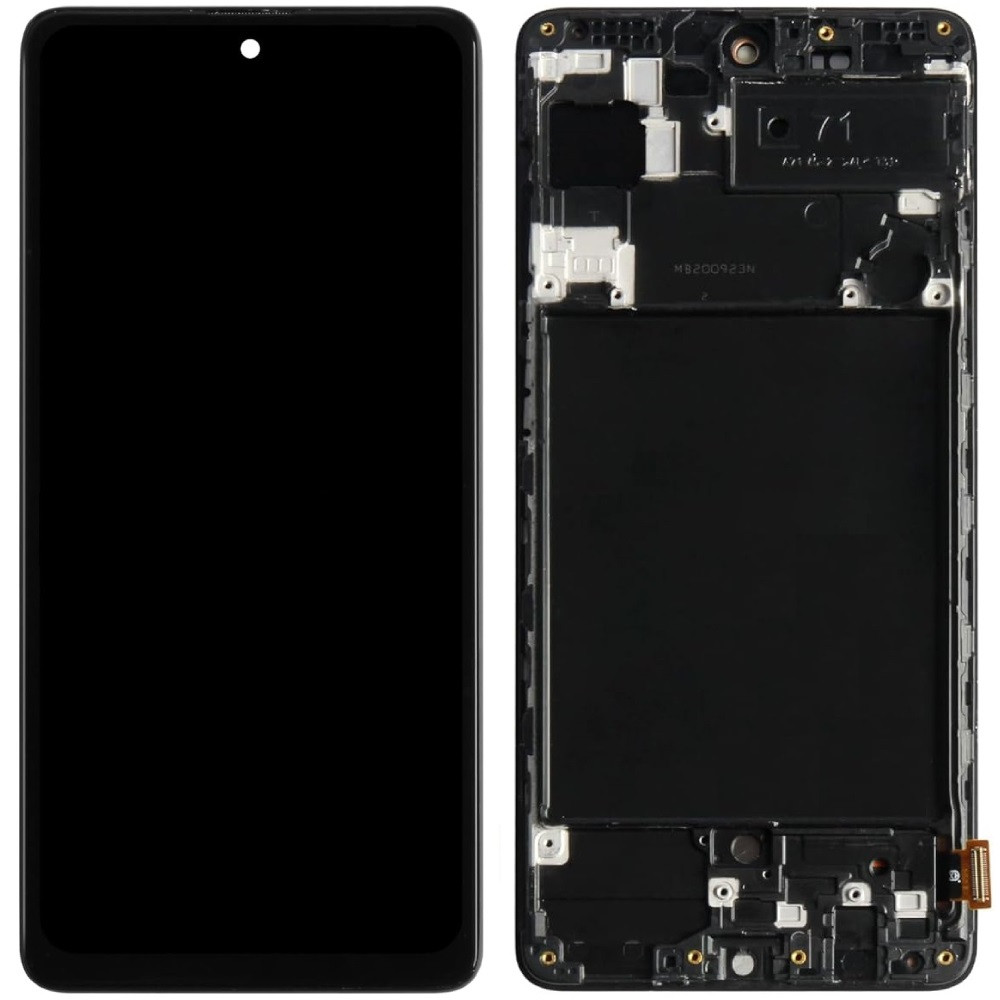 Дисплей Samsung A715 Galaxy A71 чорний, TFT, без функції відбитка пальця, з рамкою, фото 1