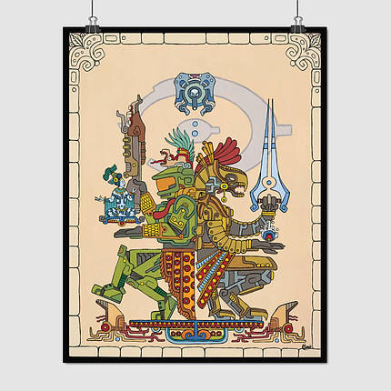 Плакат "Хейло в ацтекському стилі, Halo, Chief, Covenant", 60×47см, фото 1