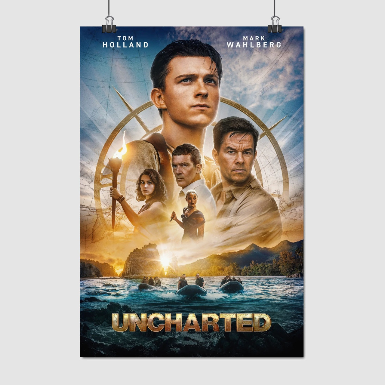 Плакат "Незвідане: Удача Дрейка, Uncharted (2022)", 60×41см