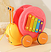 Весела дитяча каталка равлик музична розвивальна іграшка для малюка ксилофон шестерні машинка брязкальце, фото 8
