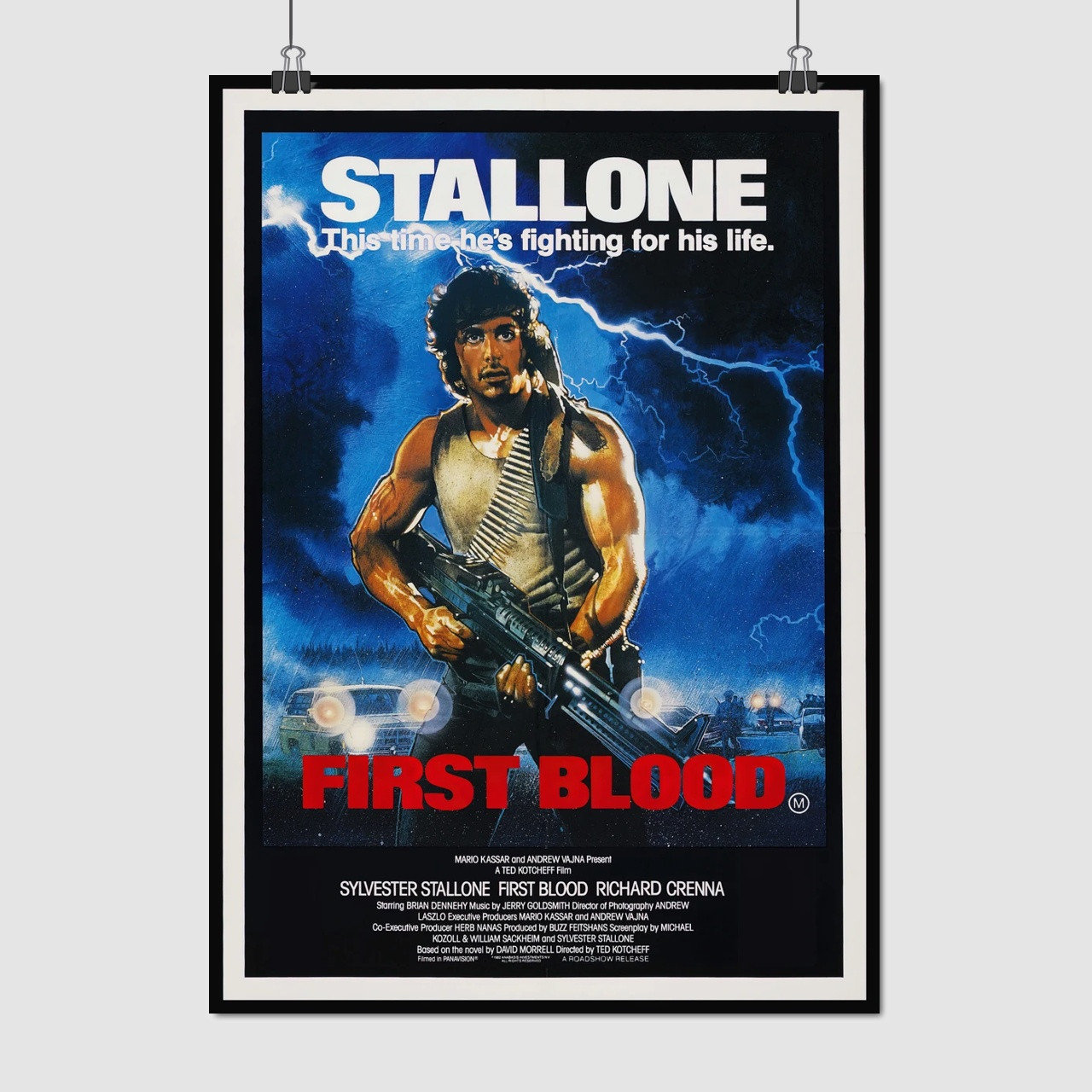 Плакат "Рембо: Перша кров, Сильвестр Сталлоне, Rambo: First Blood (1982)", 60×43см