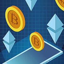 Плакат "Криптовалюта та мобильній телефон, Cryptocurrency", 60×60см, фото 2