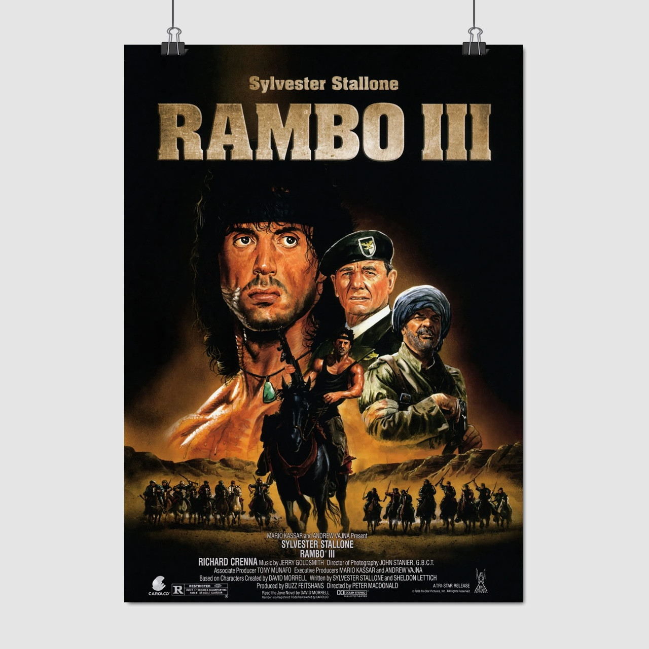 Плакат "Рембо 3, Сильвестр Сталлоне, Rambo 3 (1988)", 60×43см