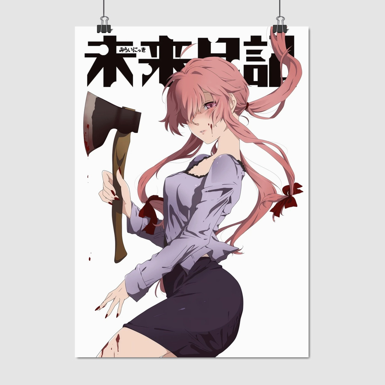 Плакат "Щоденник майбутнього, Mirai Nikki, Future Diary", 60×43см